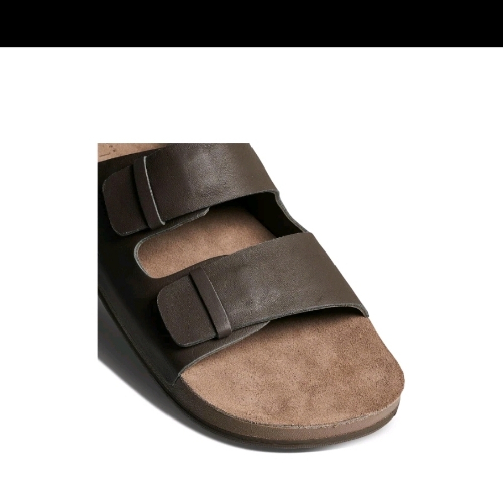 Reef Men's Ojai Two Bar Cushioned Footbed Brown Leather Sandal CJ5525 - Picture 3 of 9